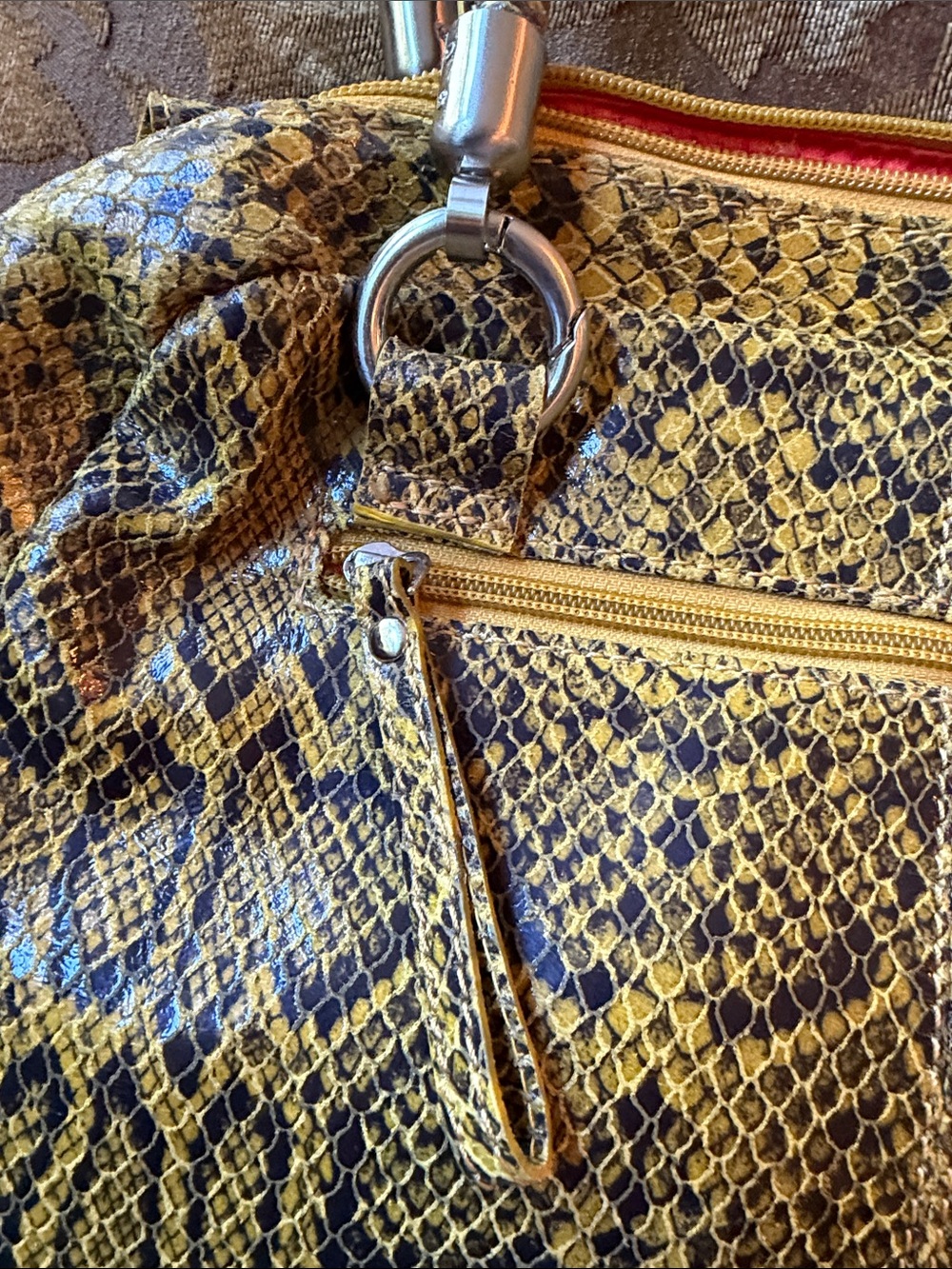 Michael Rome Yellow Python-Print Structured Shoulder Bag -NWT - Picture 9 of 13